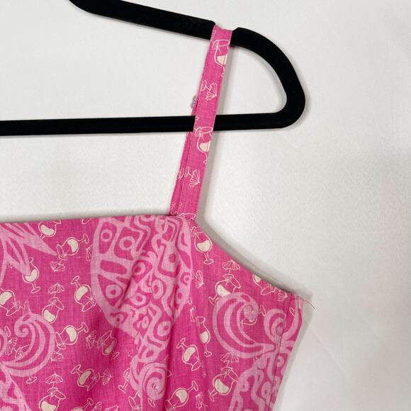 Lilly Pulitzer Size 4 Pink Pineapple Cocktail Linen Cotton Shift Dress Spaghetti - Picture 6 of 13